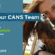 Headline reads Meet Your CANS Team. Lynda Sellon - Administrative Coordinator. Start date: July 2018. Photo is a selfie of Lynda with one of her dogs.