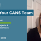 Headline reads Meet Your CANS Team. Lesley Whynot – Manager, Projects & Information Services. Start date: June 2009. Photo is a selfie of Lesley smiling.